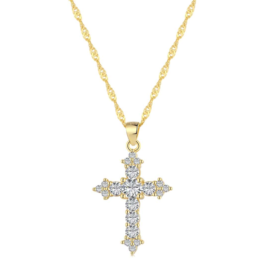 [Vivid Aurora]Delicate Cross Shape Necklace