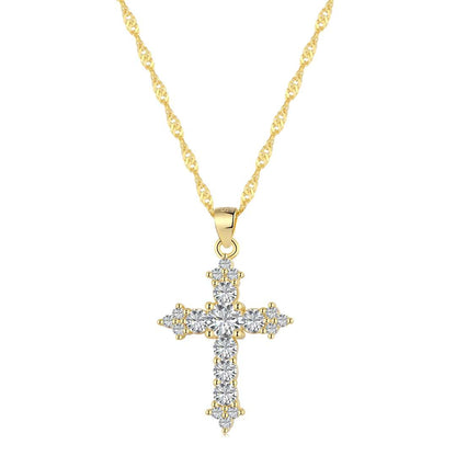 [Vivid Aurora]Delicate Cross Shape Necklace