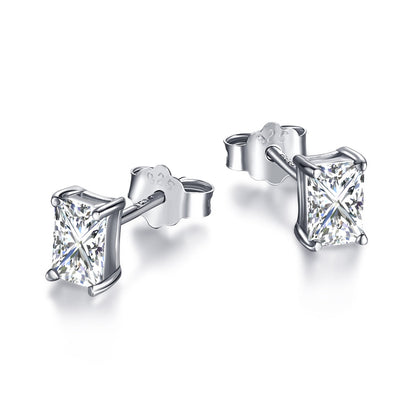 [Vivid Aurora]Stylish Shiny Rectangular Center Stone Stud Earrings