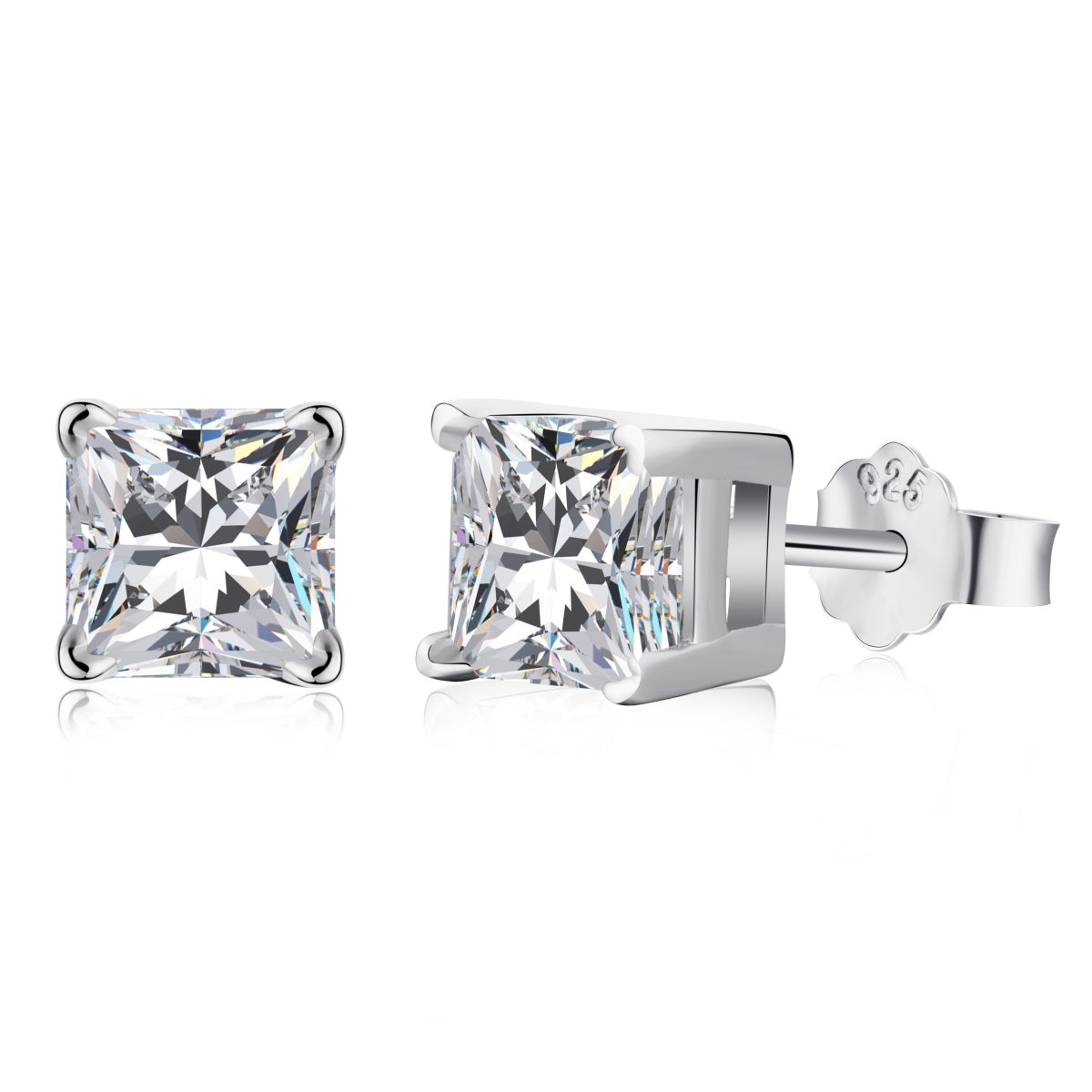 [Vivid Aurora]1.0 Carat Radiant Princess Cut Wedding Earrings