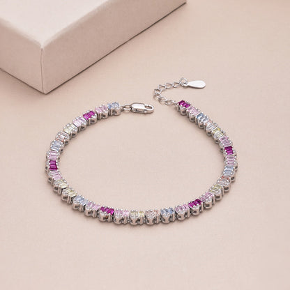 [Vivid Aurora]Delicate Colorful Emerald Cut Party Bracelet