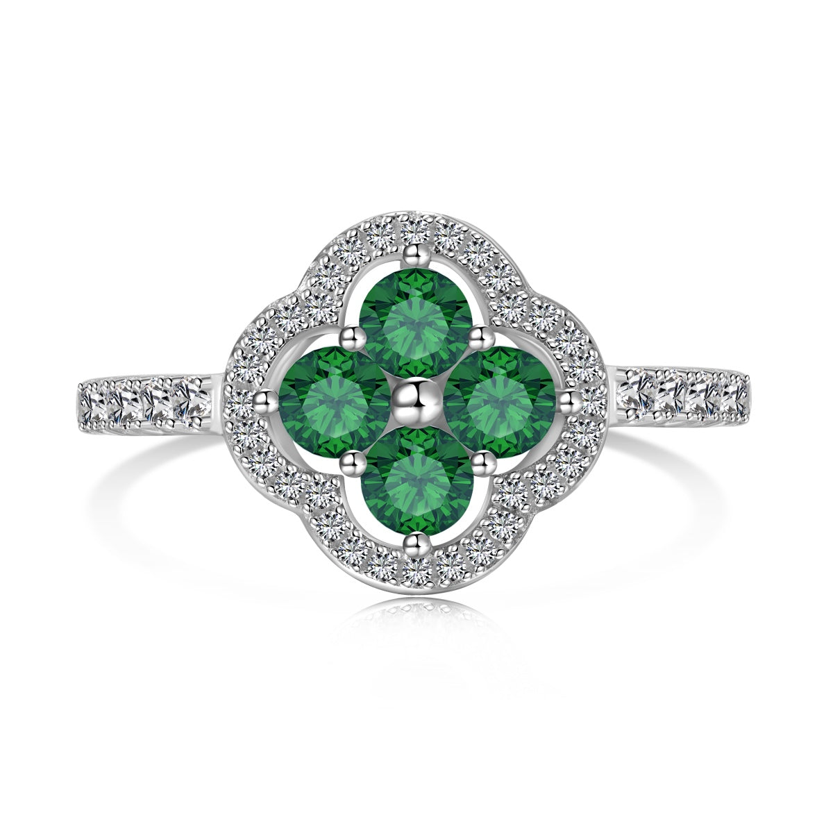 [Vivid Aurora]Four Leaf Clover Flower Design Ring