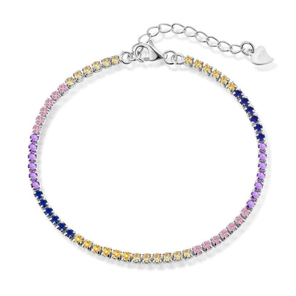 [Vivid Aurora]Radiant Shinning Princess Cut Tennis Bracelet