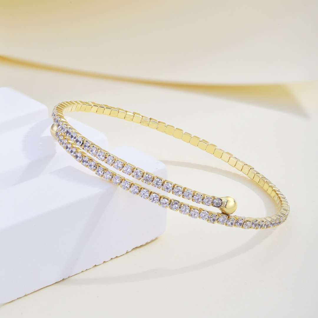 [Vivid Aurora]Row of Diamonds Round Fashion Bracelet