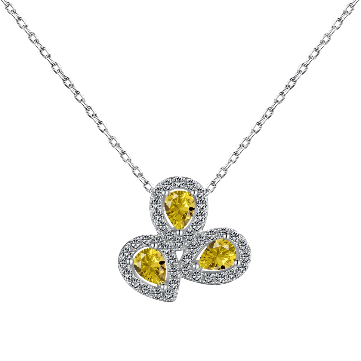 [Vivid Aurora]Elegant Flower Shape Pear Cut Necklace