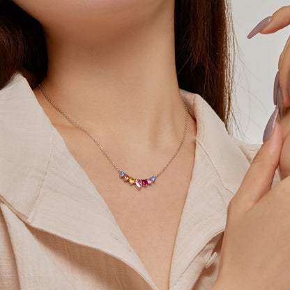 [Vivid Aurora]Dainty Colorful Heart Necklace