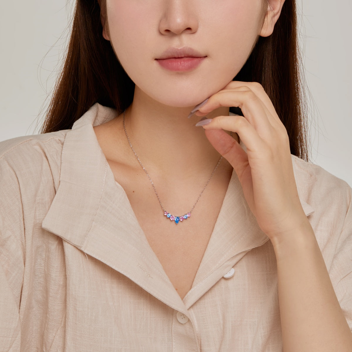 [Vivid Aurora]Dainty Colorful Heart Necklace